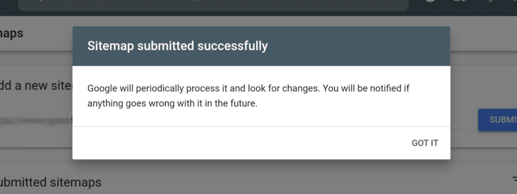 Sitemap submitted successfully in google search console